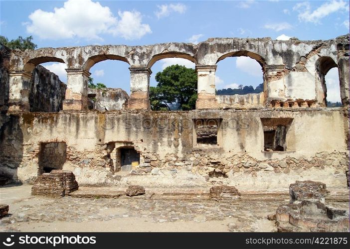 Ruins of rufless church in monastery Santya Clara in Antigua Guatemala
