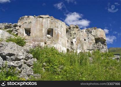 Ruins of second world war fortification in Trentino, Italy