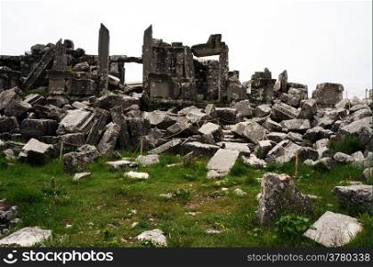 Ruins of stage of ancient theater in Sagalassos in Turkey