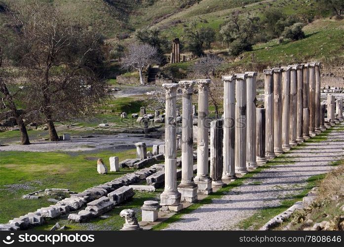 Ruins of temple Asklepion in Bergama Turkey