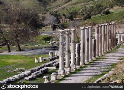 Ruins of temple Asklepion in Bergama Turkey