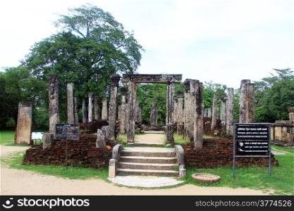 Ruins of temple Atadage in Polonnaruwa, Sri Lanka
