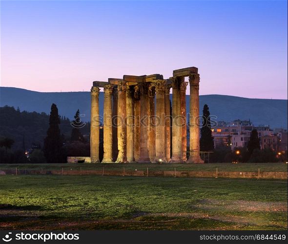 Ruins of Temple of Olympian Zeus in the Morning, Athens, Greece