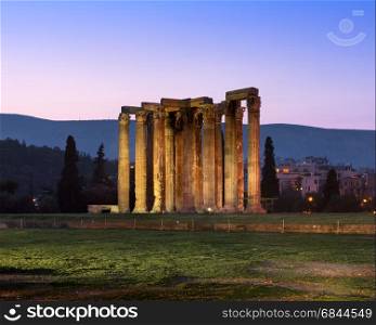 Ruins of Temple of Olympian Zeus in the Morning, Athens, Greece
