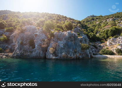 Ruins of the ancient city on the Kekova island, Turkey