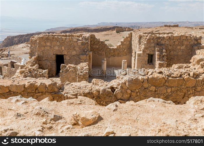Ruins of the ancient Masada fortress in Israel,build by Herod the great. Ruins of the ancient Masada