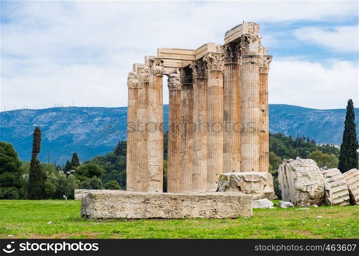 Ruins of the ancient Temple of Olympian Zeus in Athens (Olympieion or Columns of the Olympian Zeus)