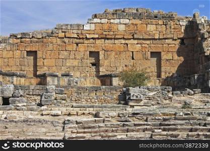 Ruins of theater in ancient town Hierapolis Turkey