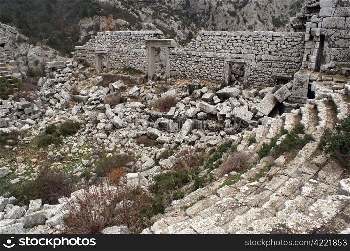 Ruins of theater in Termessos near Antalya