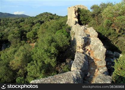 Ruins of wall in Aperlae in Kekova, Turkey