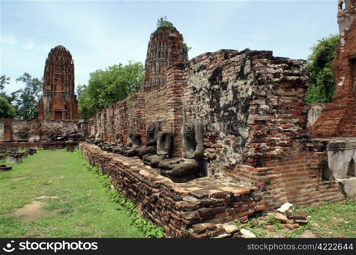 Ruins of wat Mahathat in Thailand