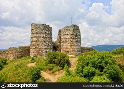Ruins of Yoros Castle (or Genoese Castle) Byzantine architecture in Turkey