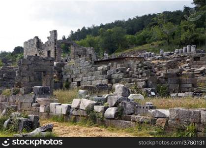 Ruins of Zeus temple in ancient town Labranda, Turkey