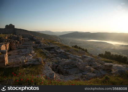 Ruins on holy mount Gerizim of Samaritans in Israel territory