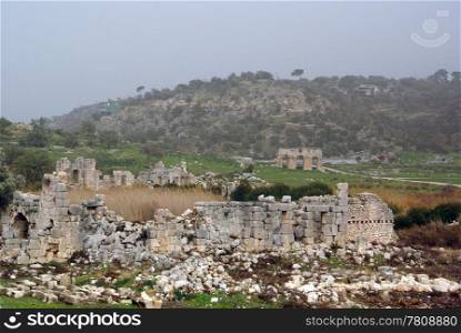 Ruins on the field in Patara,m Turkey