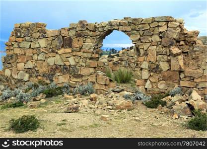 Ruins on the island Isla del Sol, Bolivia