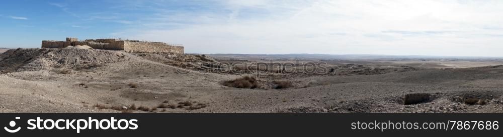 Ruins on the top of Tel Arad hill in Israel