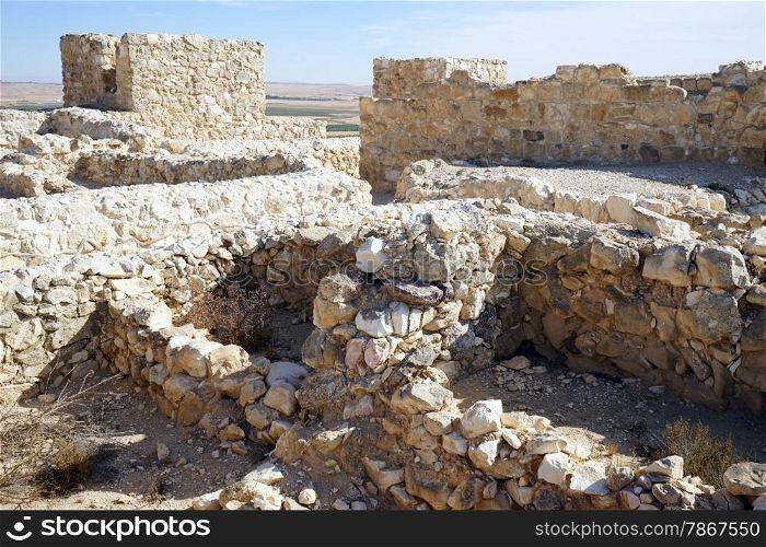 Ruins on the top of Tel Arad in Isrsel