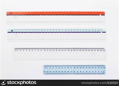 ruler metric at white background, top view