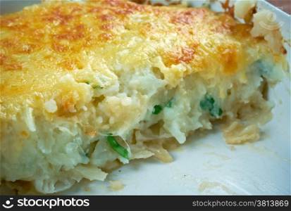 Rumbledethumps - traditional dish from the Scottish Borders. The main ingredients are potato, cabbage and onion