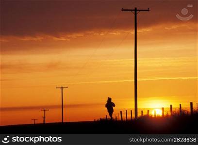 Runner at sunset, Eastern Oregon