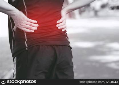 Runners with heavy waist pain caused by accidents during physical testing.
