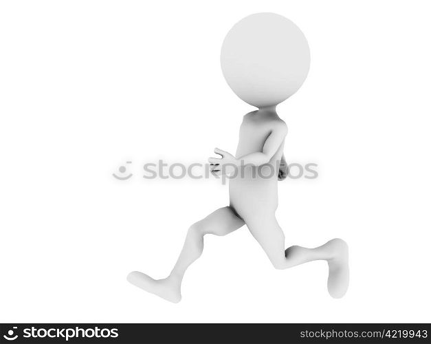Running 3d puppet. Isolated on white background