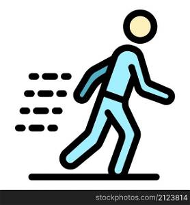 Running boy icon. Outline running boy vector icon color flat isolated. Running boy icon color outline vector