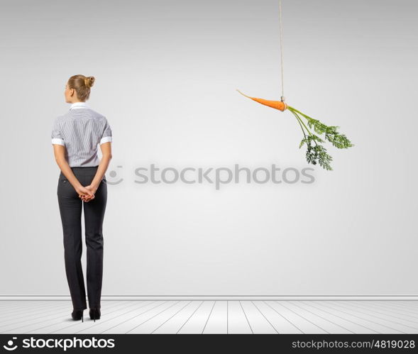 Running businesswoman. Young businesswoman with papers running in a hurry