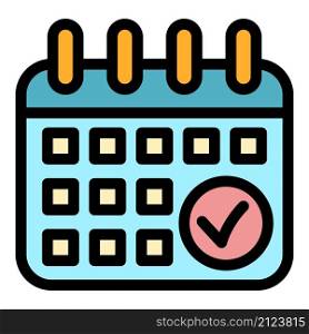 Running calendar date icon. Outline running calendar date vector icon color flat isolated. Running calendar date icon color outline vector