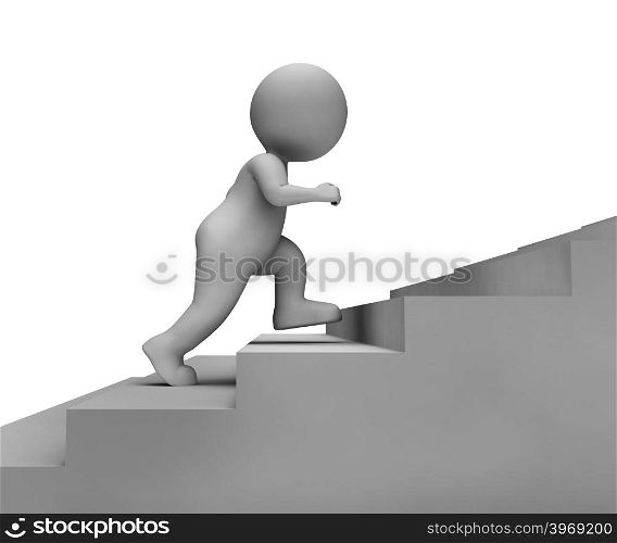 Running Stairs Indicating Mission Jogging And Jog 3d Rendering