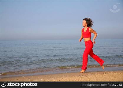running woman on beach