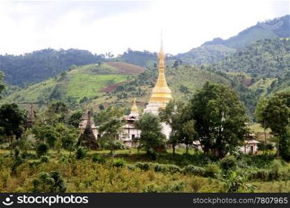 Rural burmese buddhist monastery in Shan state, Myanmar