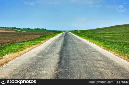 Rural country two lane highway perspective
