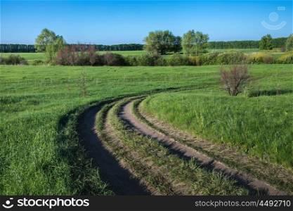 Rural dirt road in the field