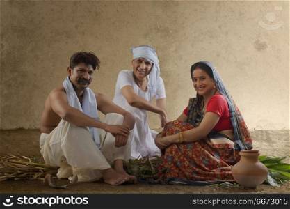 Rural family sitting together