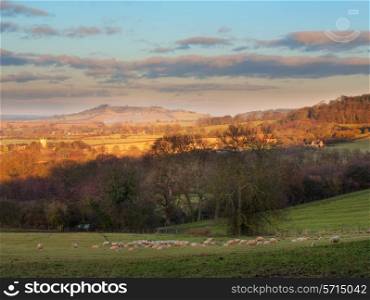 Rural Gloucestershire looking towards Meon Hill near Chipping Campden, Gloucestershire, England.