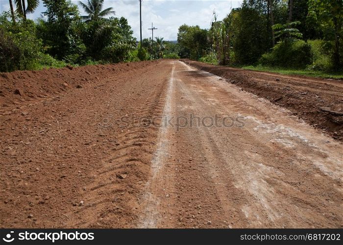rural gravel road is under construction