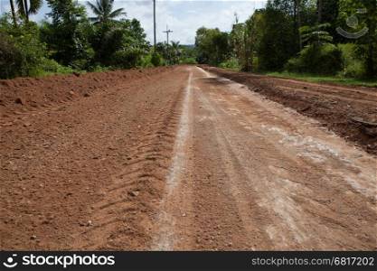 rural gravel road is under construction