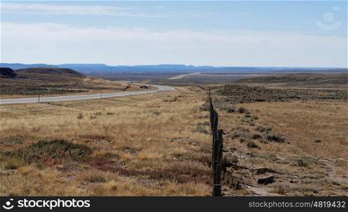 Rural Highway through southwest Wyoming