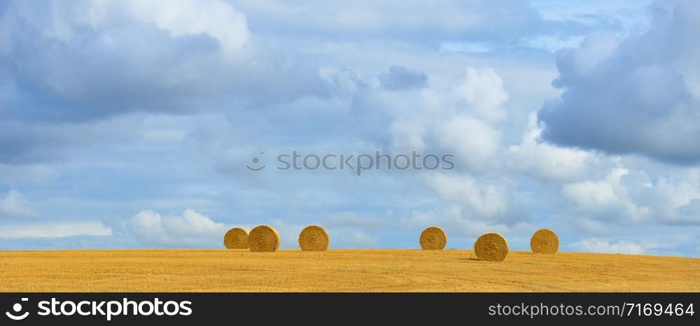 Rural idyll - straw bales on the harvested field