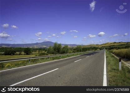 Rural landscape along the Cassia road near Acquapendente, Viterbo province, Lazio, Italy, at summer