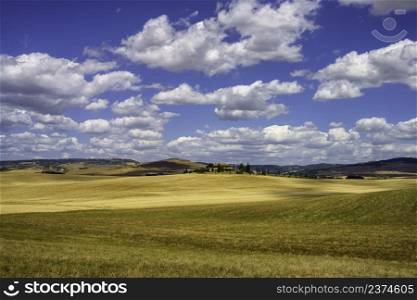 Rural landscape along the Cassia road near Castiglione, Siena province, Tuscany, Italy, at summer