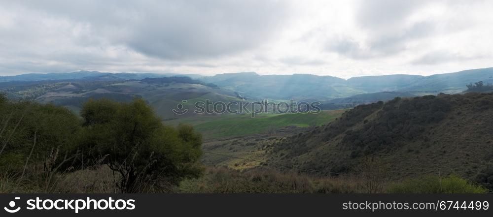 Rural landscape in Sicily, Italy, on the cloudy day
