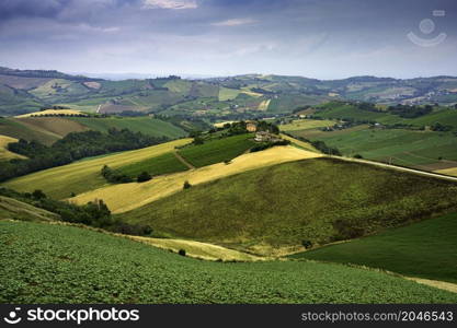 Rural landscape near Ripatransone, in Ascoli Piceno province, Marche, Italy, at springtime