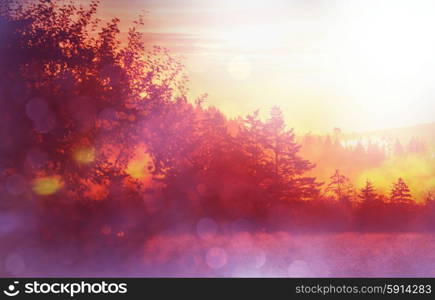 Rural landscapes at sunrise