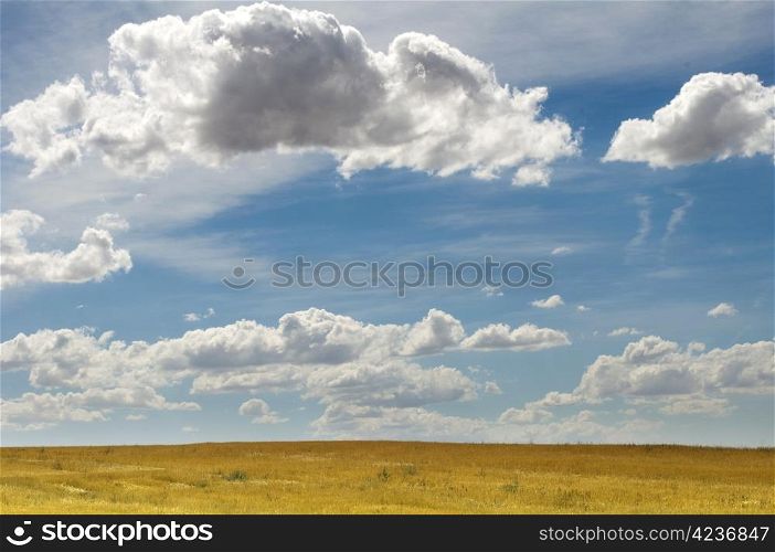Rural road and blue cloudy sky