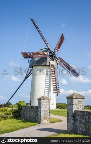 Rural Scene of Skerries Traditional Old Windmill