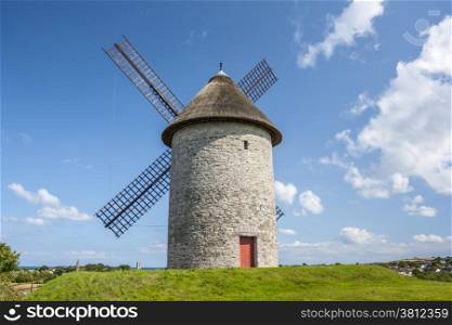 Rural Scene of Skerries Traditional Old Windmill