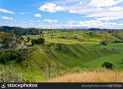 Rural scenery in Taranaki, New Zealand. Rural scenry along the Forgotten World Highway, New Zealand